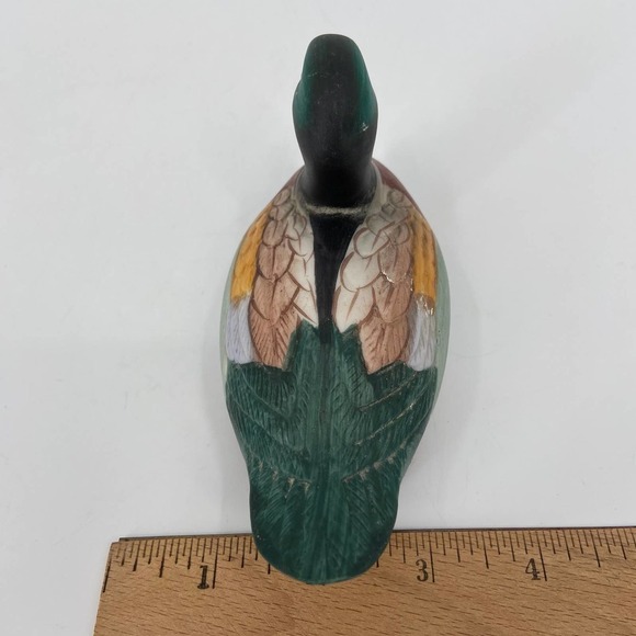 VINTAGE Ceramic Mallard Duck Decoy Figurine Bird Lint Brush 5.5 Inch - Picture 6 of 10
